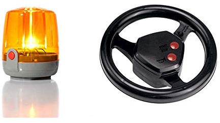 Rolly Toys Rundumleuchte Flashlight (LED Technologie; + Montageplatte; Orange) 409556 & rollySoundwheel Soundlenkrad (für RollyToys Fahrzeuge, mit Traktorgeräusch und Hupfunktion) 409235