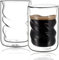 VEVOUK Lot de 2 tasses à café en verre isotherme, spirale étoilée à double paroi en verre borosilicate transparent thermique résistant à la chaleur, tasses à expresso latte 240 ml (sans poignée)