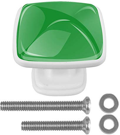 EZIOLY Drawer Knobs Emerald Green Square Shaped Dresser Cabinet Closet Door Cupboard Pull Handle with Screws for Home Office Wardrobe Decor 4 Pack(White)