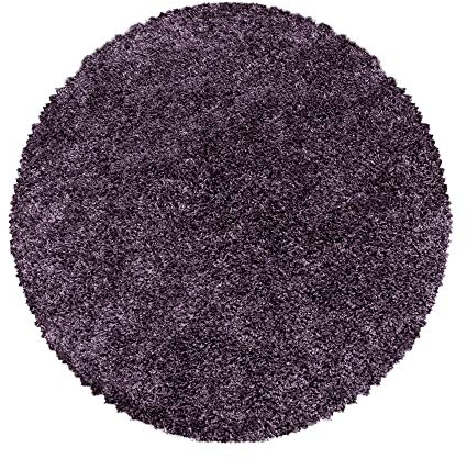 HomebyHome Teppich Rund Hochflor 160 cm Rund - Shaggy Teppich Wohnzimmer Violett Extra Weich und Flauschig - Langflor Teppiche für Schlafzimmer, Küche, Flur - Carpet, Halı, Kilim