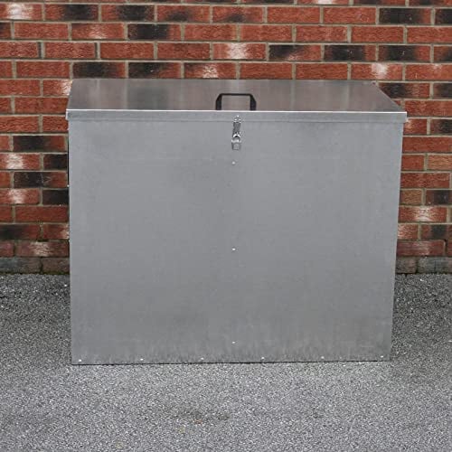 Verzinkter Futterbehälter 2 Fächer 64 Liter Futtertonne Futteraufbewahrung Futterlagerung Futterlager wetterfest Futtertrog mit Deckel witterungsbeständig Futterbox