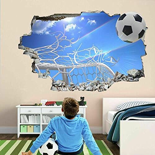 Wandtattoo - Fußballtor Netze Wandaufkleber Wandtattoo Kinderzimmer Dekor Fußball Gd19 3D Aufkleber für die Wand - Wanddekoration - 80x125cm