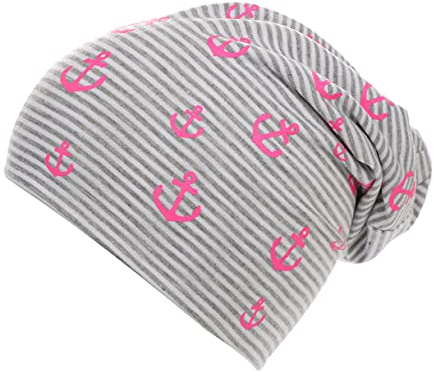 Sonia Originelli Kleinkinder Beanie Mütze Mini Anker Maritim Streifen Jersey Unisex Farbe Grau