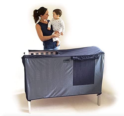 SnoozeShade für Babybetten Verdunkelbarer Betthimmel und Schlafbezug für Babybetten (für die eine 140 cm x 70 cm große Matratze benötigt wird) Luftdurchlässiges Netzgewebe Katzen und Moskitonetz für