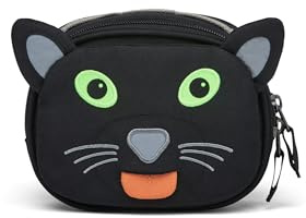 Affenzahn Lenkertasche mit Panther-Motiv aus Recyceltem Material in der Farbe Schwarz, Maße: 15cm x 8cm x 11cm, AFZ-HBB-001-040