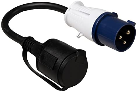 McPower CEE-Stecker auf Schutzkontakt-Kupplung | 0,35m H07RN-F 3G2,5mm², 230V, 16A, 3500W, IP44, spritzwassergeschützt mit Schutzdeckel