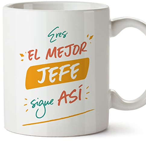 MUGFFINS Tazas para JEFE hombre - En Español - Eres el mejor sigue así! - 11 oz / 330 ml - Regalo original y divertido
