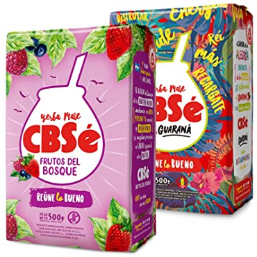 Qumir Pack de Yerba Mate Cbse Frutos del Bosque de 500g + Cbse Guarana de 500 grs - 2 Unidades - Total 1 Kg de Yerba Mate