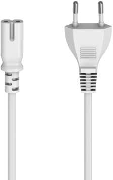 Hama Netzkabel 2 polig, Eurostecker, 5m (Doppelnut/C7, 2 Pin, Stromkabel, Netzkabel Eurostecker, Gerätekabel, Ersatzkabel, für Drucker, Netzteile, Fernseher, Radio, Kassettenrekorder etc.) weiß