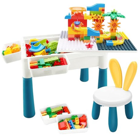 COO11 Kids Multi functional Building Block Table, Educationa Creative Toys, Fun Learning Game, Portable, Lightweight, for Boys & Girls, Suitable for 3+