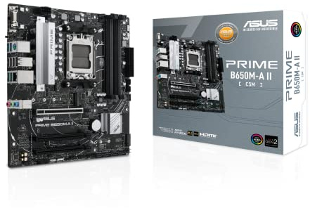 ASUS Prime B650M-A II-CSM Micro-ATX Placa Base Comercial, DDR5 6400+(OC), Soporte PCIe 5.0 M.2, Realtek 2.5Gb LAN, DisplayPort, VGA, HDMI®, Puertos USB 3.2 Gen 2, USB 3.2 Gen 1 Type-C®, BIOS