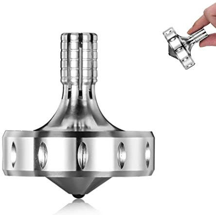 Präzisions kreisel aus Metall, perfekt ausbalanciert, sanfte Rotation, Lange Rotationszeit, leicht über 10 Minuten, tragbares EDC-Spielzeug (Silber S)