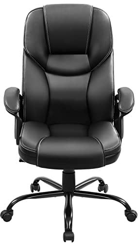 costoffs Faux Leather Executive Office Chair Height Adjustable Desk Chair with Sturdy Metal Base, Swivel Caster,Black