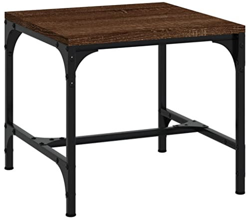 Makastle Beistelltisch stabiles Metallgestell Nachttisch Couchtisch Wohnzimmertisch Klein Sofatisch Kaffeetisch Telefontisch für Wohnzimmer Schlafzimmer, Braun Eichen-Optik 40x40x35 cm Holzwerkstoff
