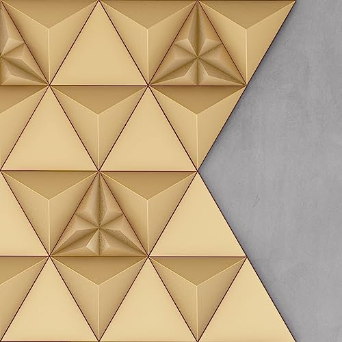 Nava 3D Décor Panels, DIY 3D WallART, Stylish Wall Tiles, Pack of 60 Pcs (Gold)