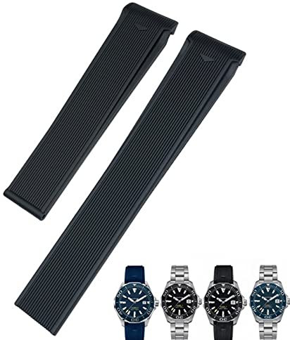 EZZON 20mm 22mm Gummi Silikon Uhrenarmband Schwarz Blau Braun Uhrenarmbänder für Tag Heuer CARRERA AQUARACER F1 Tauchen Wasserdicht Armband, 20 mm, Achat
