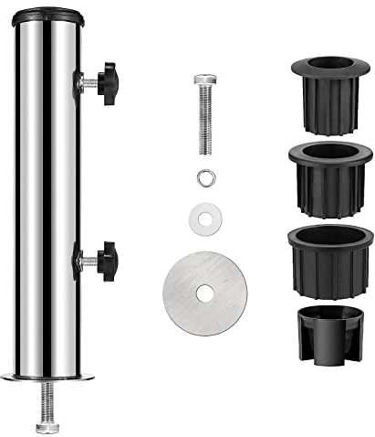 Soporte para sombrilla, juego de tubos de montaje en poste de sombrilla ajustable, base de soporte para sombrilla de patio con pomos ajustables y abrazadera para balcón, terraza, patio trasero, mesas