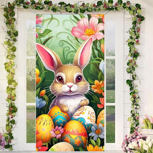 Ostertürabdeckung, Osterbanner zum Aufhängen, Frohe Ostern, Tür, Banner für Ostern, Dekoration, Party, Urlaub, Hintergrund, Garten, Wand, Eingangstür