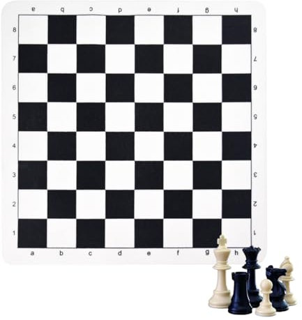 MenYiYDS 1 Pcs Tablero de ajedrez Plano, Tablero de ajedrez Internacional expandible portátil, Tablero de Juego de Piel sintética, niños, Viaje, Blanco y Negro, 43 * 43