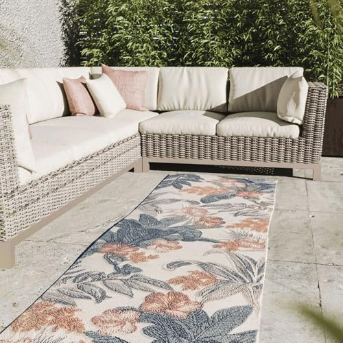 Interiyou Outdoor Teppich Wetterfest Florenz - Läufer 80x250 cm Multicolor - Wasserfest für Balkon, Terrasse, Garten - Outdoorteppich passend auch für Wohnzimmer, Schlafzimmer und Küche Aussenteppich