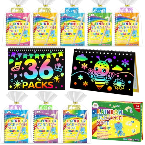 ZMLM 36 Bücher Kratzbilder für Kinder Mitgebsel Magic Scratch Book, Regenbogen Kratzpapier zum Zeichnen und Basteln für Geburtstage Party DIY Dekoration Junge Mädchen Kindergeburtstag Gastgeschenke