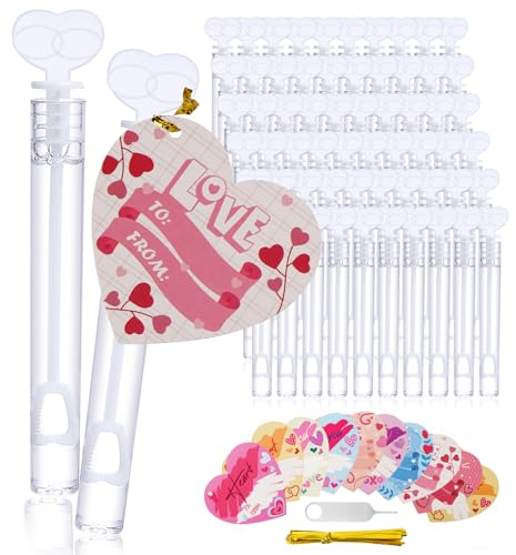 ilauke 60 Stück Seifenblasen Hochzeit Set mit Herzgriff, Wedding Bubbles Seifenblasen Herzform Mini Bubbles 60er Anhänger und Demontagewerkzeug, für Hochzeit und Geburtstagsfeier