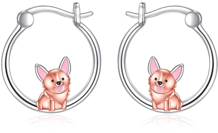 Corgi Ohrringe für Damen 925 Sterling Silber Corgi Creolen Ohrringe für Mädchen Corgi Schmuck Geschenk