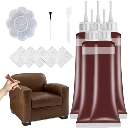 heepqy Leder Reparatur Set, Fortschrittliches Lederreparaturgel, 2024 Neuest Flüssigleder Restaurator, Kunstleder Reparatur für Autositze, Sofas, Lederbekleidung, Ledertaschen, Gürtel (5, Schokolade)
