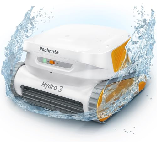 Poolmate Hydro3 - Robot pulitore per piscine interrate/fuori terra, aspirapolvere senza fili da 150 W, durata massima di 200 minuti, cestello filtro da 4,1 l, pulizia automatica delle pareti