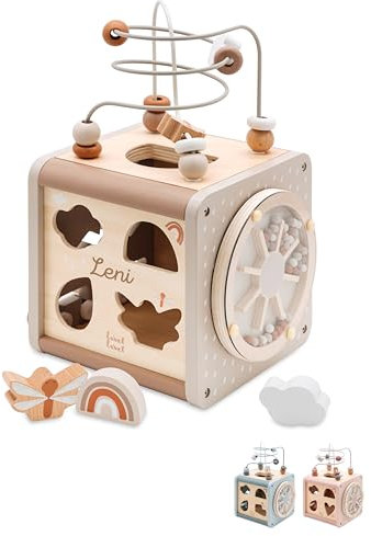 wunderwunsch - Personalisierter Motorikwürfel Holz - Montessori Würfel - Baby Motorikspielzeug ab 1 Jahr - Kinderspielzeug 18 Monate