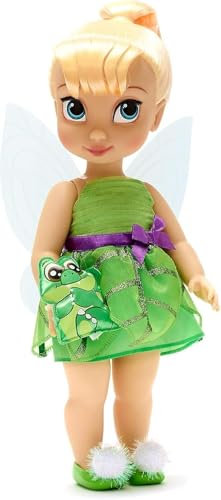 Disney Store Puppe Tinkerbell aus der Animator Collection, Peter Pan, 39 cm / 15, echt wirkendes Haar zum Kämmen und Outfit, mit Tick-Tack als Plüschtier aus Satin, Sammelpuppe ab 3 Jahren