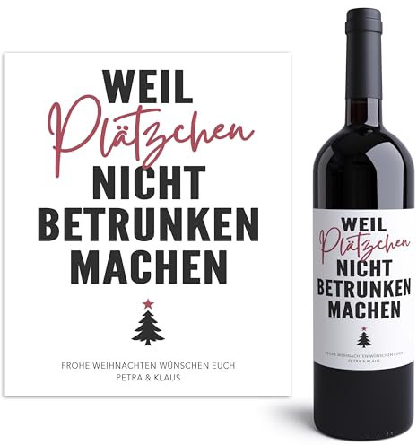 Personalisierte Weinetiketten Weihnachten Flaschenetiketten selbst gestalten Geschenk Wein Etiketten selbstklebend 2 Stück | 10x12 cm