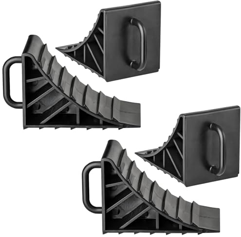 AUTOLIGHT 24 4 x Unterlegkeil mit Griff 15x10CM Hemmschuhe Bremskeile Anhänger PKW Stütze Wohnwagen Kunststoff