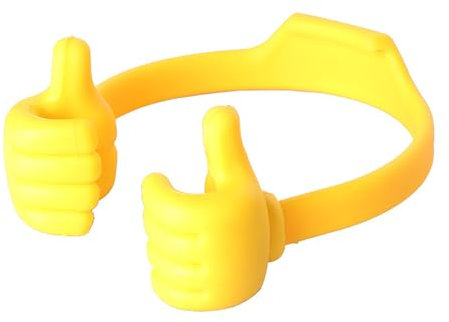 Udaroye Thumbs Up Lazy Phone Holder, Adjustable Flexible Plastic Tablet Stand, Portable Multi-Angle Desktop OK Stands Compatible with Any Mobile Phone, for Adults Men Teenage Kids (Yellow)