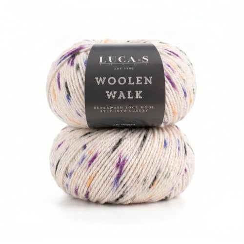 Set of 2 Superwash Sock Wool for Knitting, 4 Ply Sock Yarn from 75% Pure Wool - 25% Polymide, 50g Sock Hand Knitting Yarn