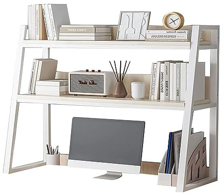 Libreria da scrivania a 2 strati, con struttura in acciaio, scaletta da appoggio, libreria, scrivania per computer, libreria, libreria, 55 x 32 x 90 cm