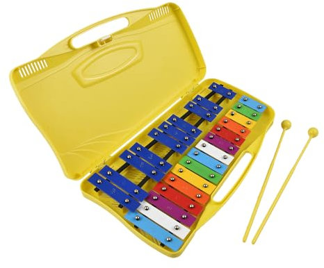 Funien 25 Noten Glockenspiel Xylophon Bunte Metalltasten Percussion Rhythmus Musikinstrument mit 2 Schlägeln Handkoffer Geschenk für Anfänger Studenten