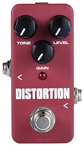 Klassischer Verzerrungston, 2 -Bühnen -Verzerrungsdesign Pedal True Bypass AC Powered, Mini Tragbare Aluminiumlegierungspedal, Anti -Skid -Gummi -Pads, LED -Indikator für