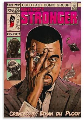 Naposee Kanye Poster, West-Musik-Comics, Vintage-Cover-Musikposter für Zimmer, ästhetische Leinwand, Wandkunst, Schlafzimmerdekoration, 30 x 45 cm