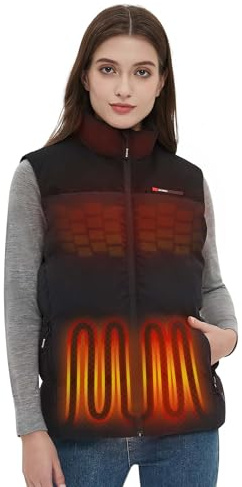 ORRNIKKO Heated Vest Women - Detachable Heated Hood With 7.4V 16000mAh Battery Pack Fast Charge, Womens Heated Vest (Black, X-Large)