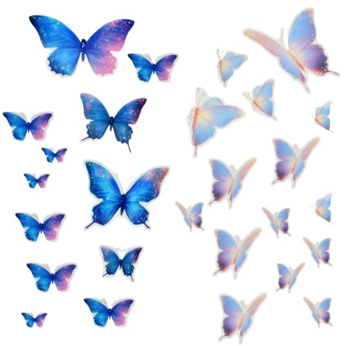 39 Stück Leuchtender Schmetterling Wandtattoo, Glühen im Dunkeln Schmetterling Wandaufkleber, Schmetterling Wandsticker, Blau Butterfly Leuchtsticker Wanddeko, Selbstklebender Butterfly Aufkleber
