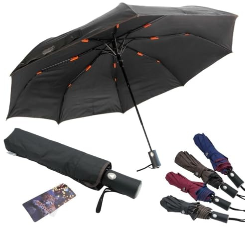 JAGUAR - Parapluie Pliant Résistant Vent Fort Homme Femme, Petit Parapluie de Poche Solide avec Ouverture Automatique, pour les voyages, à Garder dans la Voiture (Dimensions Fermées: 28,5 cm)