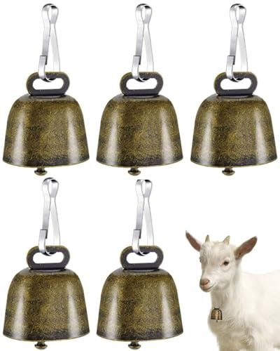 HZAOPZE 5 Stück Antike Metallglocken,kuhglocke, für Kuh, Pferd, Schaf, Kupfer, Vieh, Messing-Glocken, Metallglocken für Haustiere, Bronze