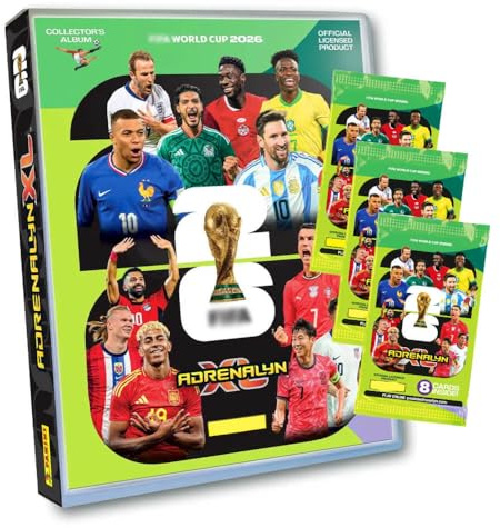 World Cup 2026 Adrenalyn XL - WM Trading Cards Sammelkarten - 1 Mappe + 3 Booster