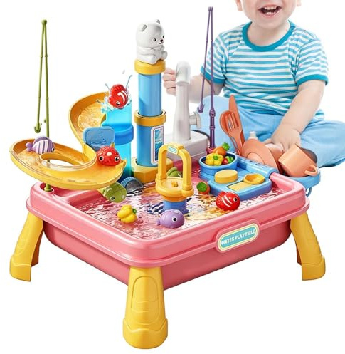 Wuquei Wassertisch Für Kleinkinder | Bewässerungsspieltische | -Sensorikspiel Mit Pumpe | Sensorisches Aktivitätsspielzeug Für Kinder Von 4-8 Jahren Sommer