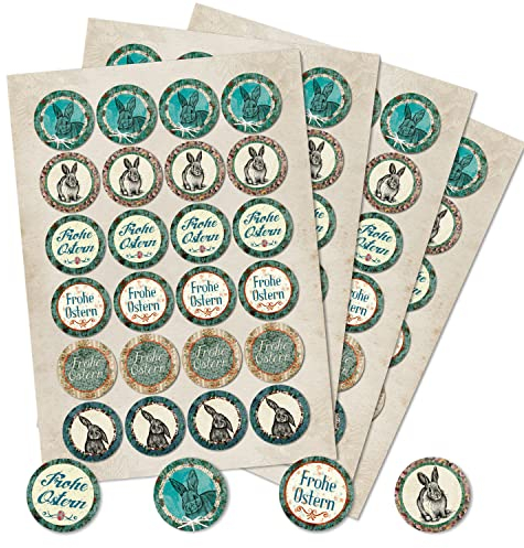 Logbuch-Verlag 96 Osteraufkleber Frohe Ostern Hase Osterhase Ostergeschenk Sticker Verzierung rund 4 cm Geschenketikett