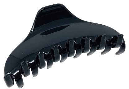 Parcelona French Boss - Pinza para el pelo fina, fina y estrecha, color negro brillante, tamaño mediano, para tipos de cabello fino y largo