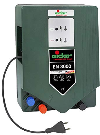 Eider 10368-300 Weidezaungerät EN 3000, Premium Line230 V-Schlagstarke 3,00 J-Auch Geeignet für Schwierig zu Hütende Tiere Wie Ziegen, Pferde Oder Schafe, Grün