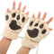 MAKFORT Fingerlose Handschuhe Winter Katze Plüsch Handschuh Sahne