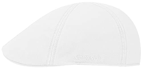 Stetson Texas Cotton Flatcap mit UV Schutz 40+ - Schirmmütze aus Baumwolle - Unifarbene Mütze Frühjahr/Sommer weiß L (58-59 cm)